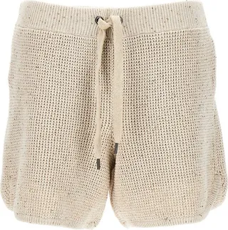 Brunello Cucinelli Sequinned Knitted Drawstring Shorts