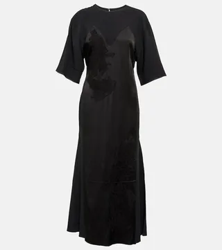 Lace-detailed midi dress
