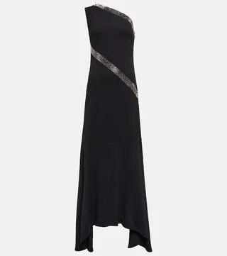 Embellished one-shoulder maxi dress