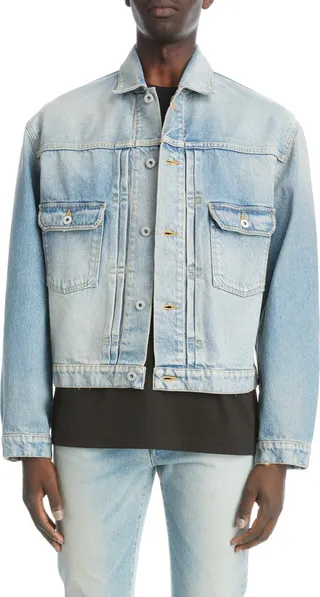 Stone Bleach Cotton Denim Trucker Jacket