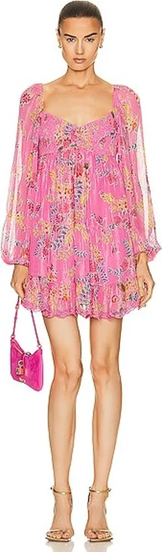 HEMANT AND NANDITA Fiora Short Dress in Pink