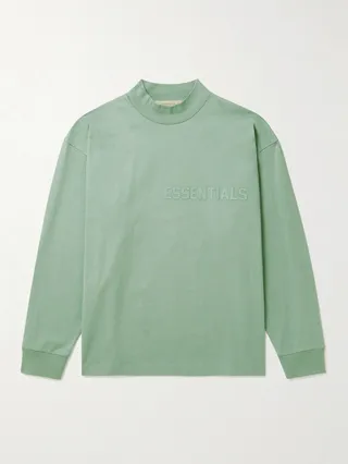 Logo-Appliquéd Cotton-Jersey Mock-Neck T-Shirt