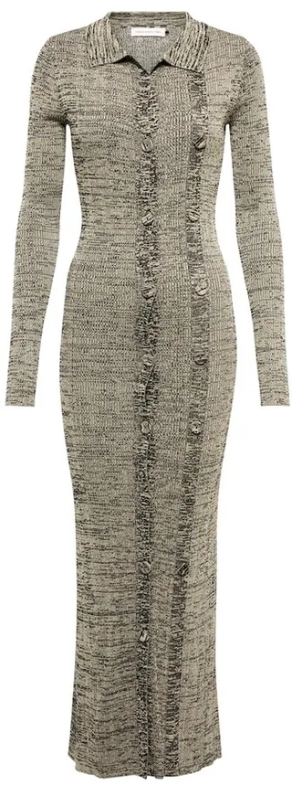 Space-dyed polo midi dress