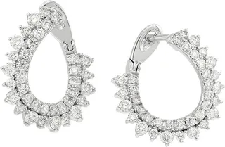 14K White Gold & 0.5 TCW Lab Grown Diamond Hoop Earrings