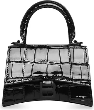Hourglass Mini Handbag With Chain Crocodile Embossed