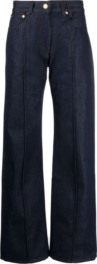 Logo-Embroidered Wide-Leg Jeans
