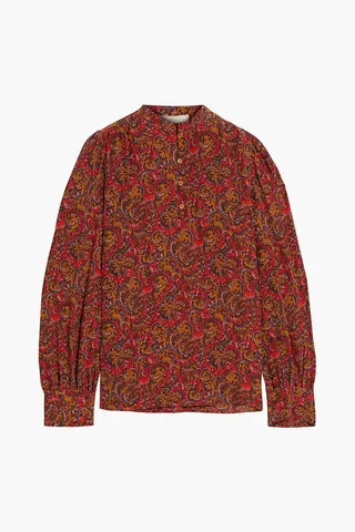 Paisley-print crepe de chine blouse