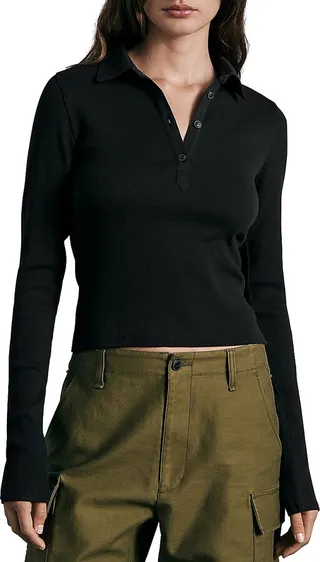Essential Rib-Knit Polo Top