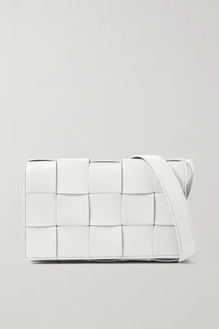 Bottega Veneta - Cassette Small Intrecciato Leather Shoulder Bag - White
