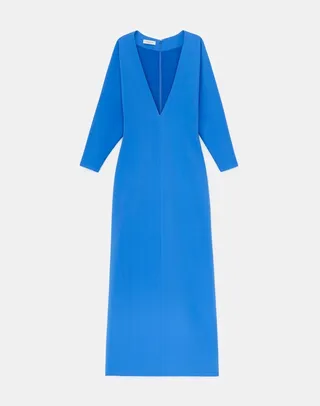 Viscose Cady V Neck Midi Dress