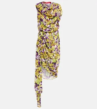 Floral gathered midi dress