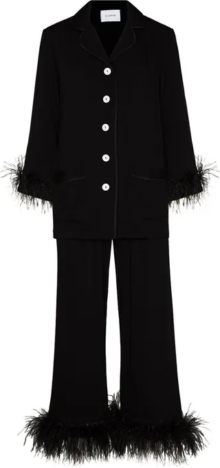Feather Detail Pajama Set