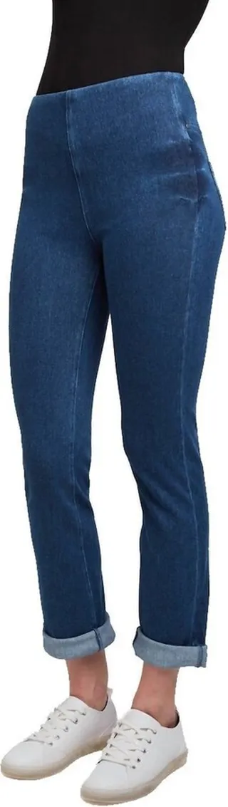 Denim Boyfriend Athletic Legging in Mid Wash