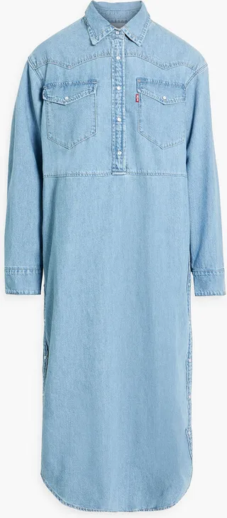 Cotton and hemp-blend denim shirt dress
