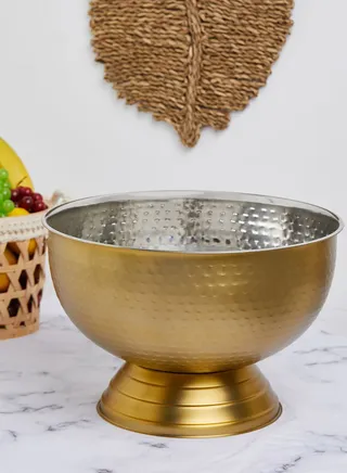 Ankara Large Antique Gold Hammered Ice Bucket