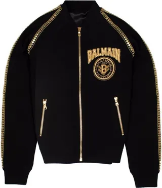 Balmain Logo Patch Zipped Bomber Jacket