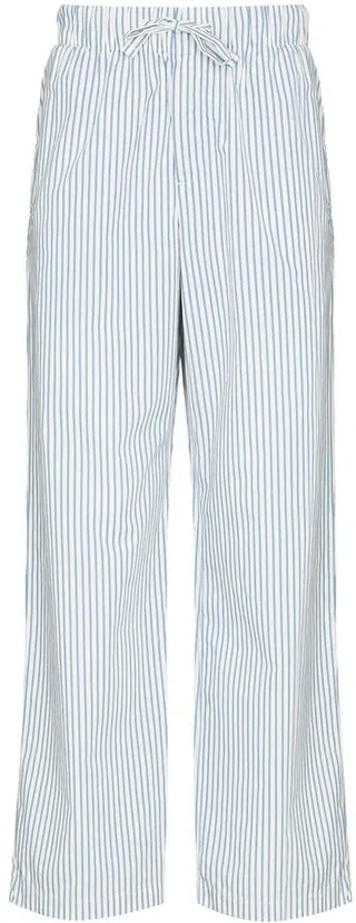 Striped Drawstring Poplin Pajama Bottoms