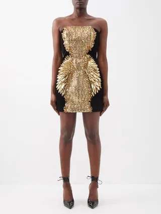 Sequinned Velvet Mini Dress