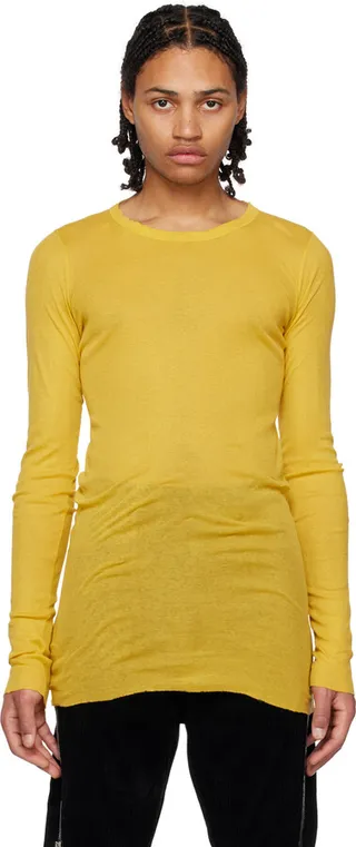 Rick Owens Yellow Crewneck Long Sleeve T-Shirt