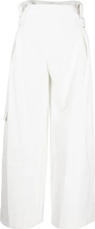 High-Waisted Twill Trousers