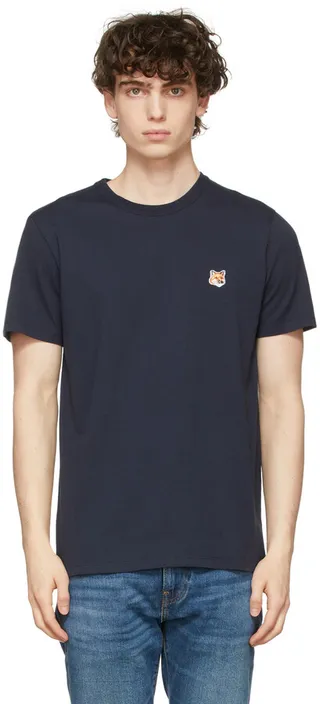 Maison Kitsuné Navy Fox Head Patch T-Shirt