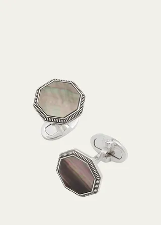 Men's Octagon Mother-of-Pearl Cufflinks