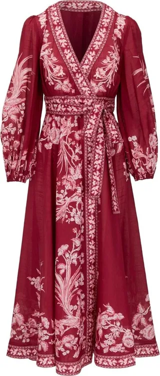 Long-Sleeve Floral-Print Midi Dress