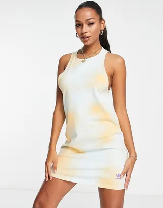 adidas Originals tank dress in almost blue with splatter print