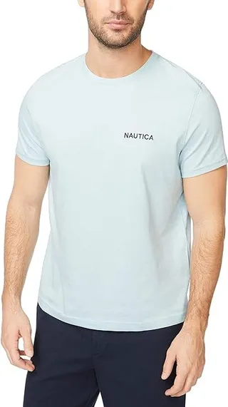 Nautica Men's Short Sleeve Solid Crew Neck T-Shirt (Bay Blue Solid) Men's T Shirt