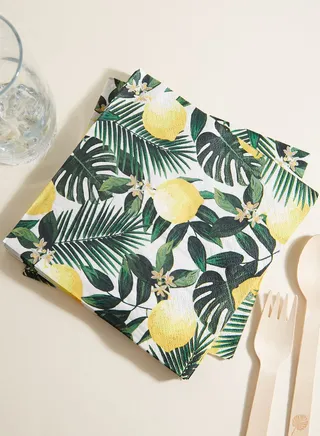 Tropical Fiesta Palm Lemon 33Cm Napkin, 20Pk