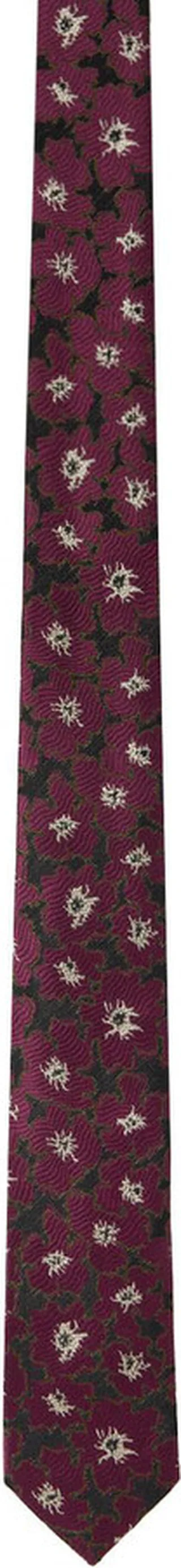 Dries Van Noten Burgundy Floral Tie