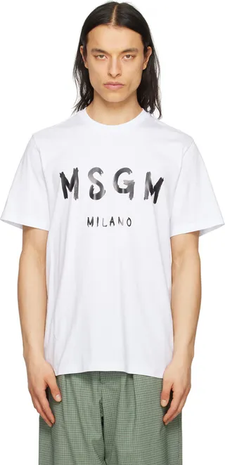 MSGM White Brushed T-Shirt