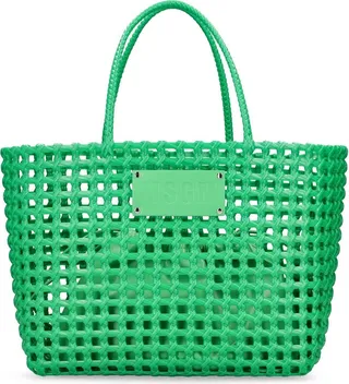 Logo braided tote bag