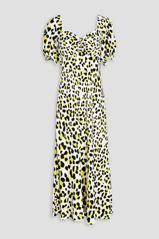 Jade leopard-print crepe midi dress