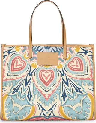 Globetrotter Heart Print Shopping Tote