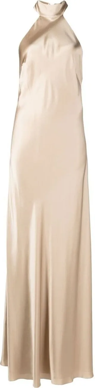 Backless Halter-Neck Tie Gown