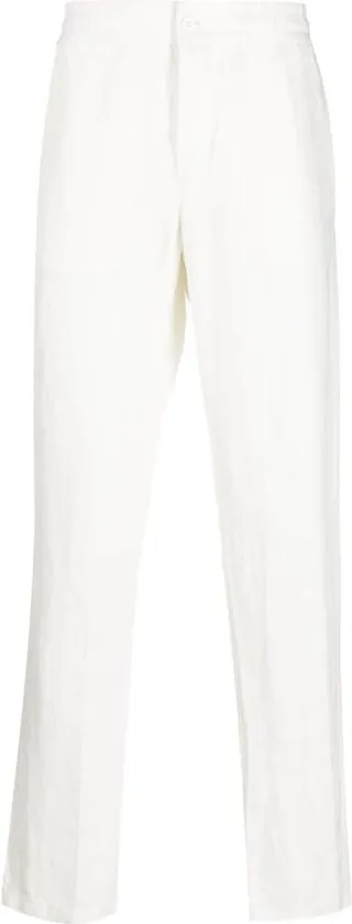 Straight-Leg Cotton-Linen Trousers
