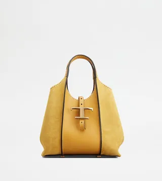 T Timeless Shopping Bag in Smooth Leather and Suede Mini