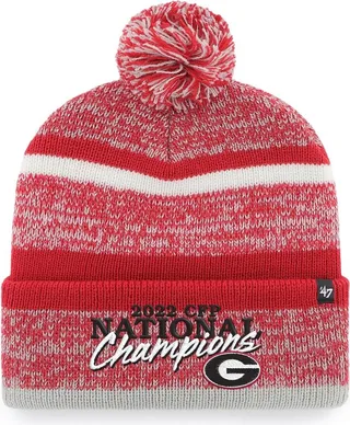 Men's '47 Brand Red Georgia Bulldogs College Football Playoff 2022 National Champions Northward Cuffed Knit Hat with Pom