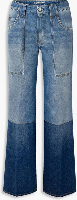 Serge two-tone mid-rise wide-leg jeans