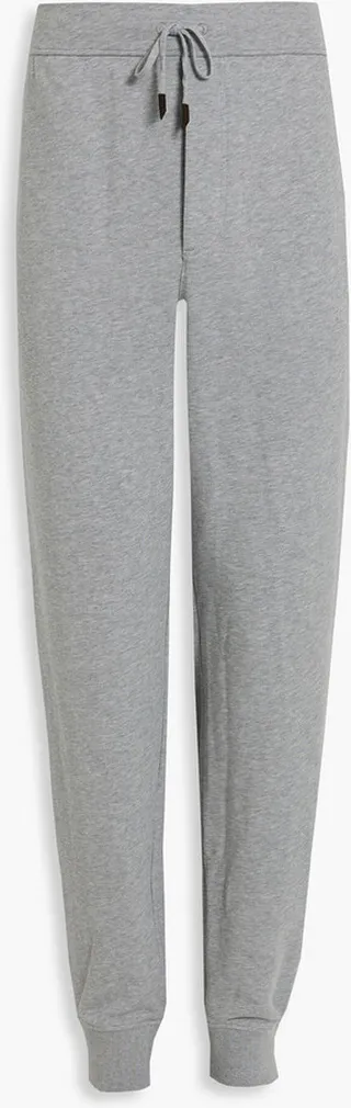 Tapered mélange French cotton-blend terry sweatpants