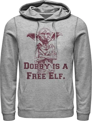 Men's Harry Potter Dobby is a Free Elf Pull Over Hoodie - Athletic Heather - Large