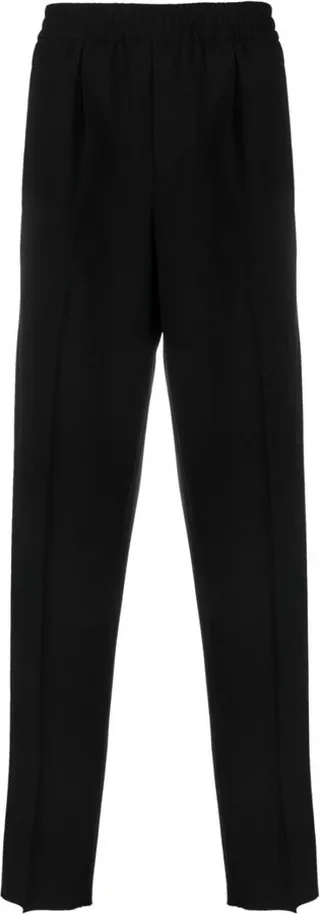 Elasticated-Waist Tapered Trousers