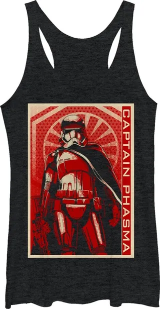 Women's Star Wars The Force Awakens Captain Phasma Poster Racerback Tank Top - Black Heather - Small