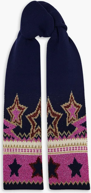Stardust Fair Isle metallic knitted scarf