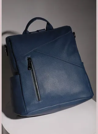 Solid Zip Lock Regular Vegan Leather Backpack with Detachable Strap For Women