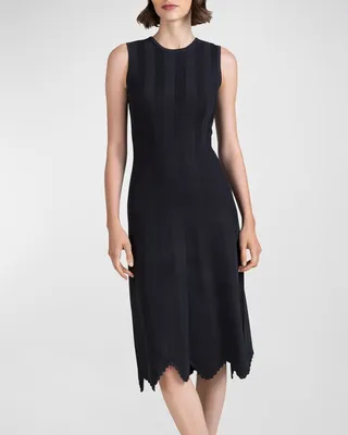 Leia Striped Scalloped Midi Dress