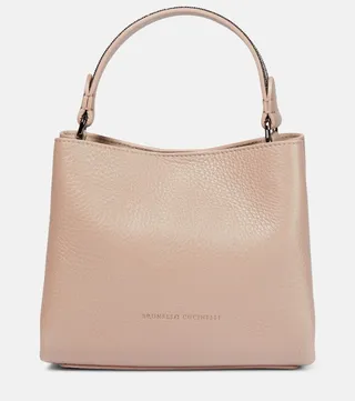 Grained leather tote bag