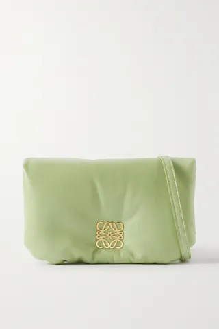 Loewe - Puffer Goya Mini Embellished Padded Leather Down Shoulder Bag - Green