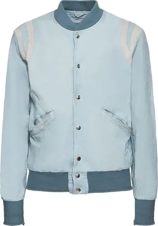 Brushed leather varsity jacket